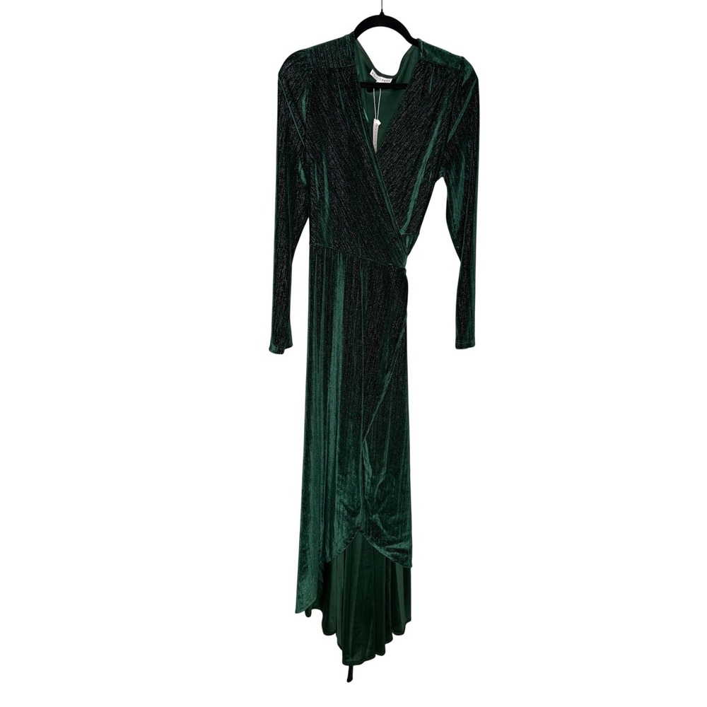 Baltic Born Emerald Green Velvet Midi Wrap Dress